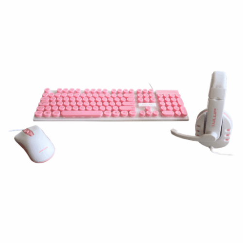 Kit Gamer Teclado, Mouse y Audífonos Vivitar LvlUp LED Multicolor Rosa